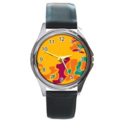 Colorful Creativity Round Metal Watch by Valentinaart