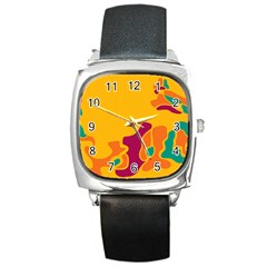 Colorful Creativity Square Metal Watch by Valentinaart