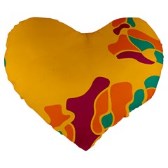 Colorful Creativity Large 19  Premium Heart Shape Cushions