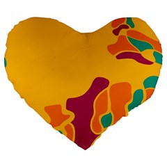 Colorful Creativity Large 19  Premium Flano Heart Shape Cushions