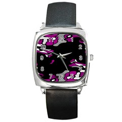 Magenta Creativity  Square Metal Watch by Valentinaart