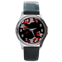 Red Creativity Round Metal Watch