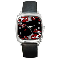 Red Creativity Square Metal Watch