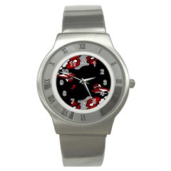 Red Creativity Stainless Steel Watch