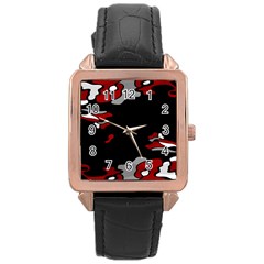 Red Creativity Rose Gold Leather Watch 