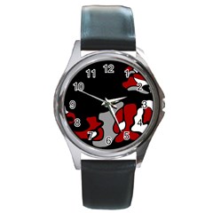 Red Creativity 2 Round Metal Watch by Valentinaart