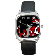 Red Creativity 2 Square Metal Watch by Valentinaart