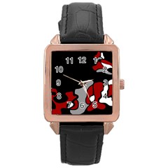 Red Creativity 2 Rose Gold Leather Watch  by Valentinaart