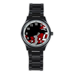 Red Creativity 2 Stainless Steel Round Watch by Valentinaart