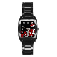 Red Creativity 2 Stainless Steel Barrel Watch by Valentinaart