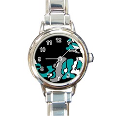 Cyan Creativity 2 Round Italian Charm Watch by Valentinaart