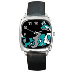 Cyan Creativity 2 Square Metal Watch by Valentinaart