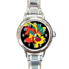 Colorful Spot Round Italian Charm Watch by Valentinaart