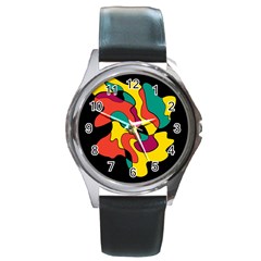 Colorful Spot Round Metal Watch by Valentinaart