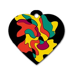 Colorful Spot Dog Tag Heart (one Side)