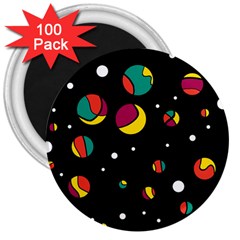 Colorful Dots 3  Magnets (100 Pack)