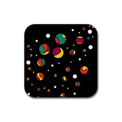 Colorful Dots Rubber Square Coaster (4 Pack) 