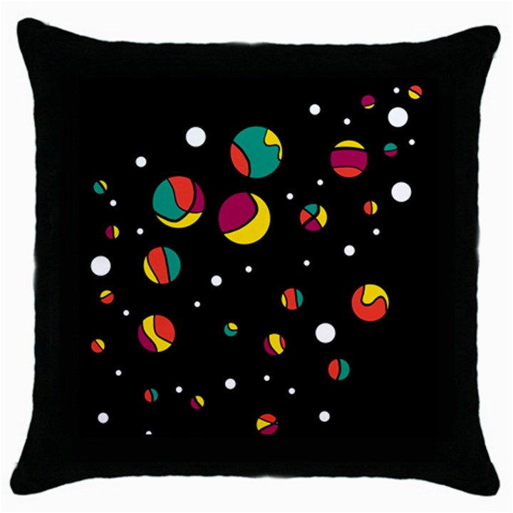 Colorful dots Throw Pillow Case (Black)