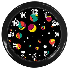 Colorful Dots Wall Clocks (black) by Valentinaart