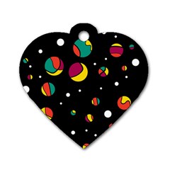 Colorful Dots Dog Tag Heart (one Side)