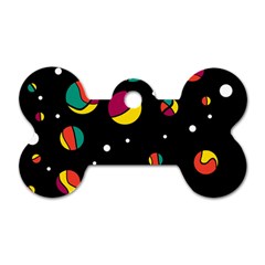 Colorful Dots Dog Tag Bone (two Sides)