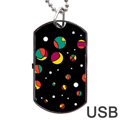 Colorful Dots Dog Tag Usb Flash (one Side) by Valentinaart