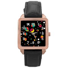 Colorful Dots Rose Gold Leather Watch  by Valentinaart