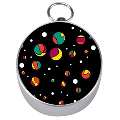 Colorful Dots Silver Compasses by Valentinaart