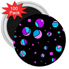 Blue And Purple Dots 3  Magnets (100 Pack)