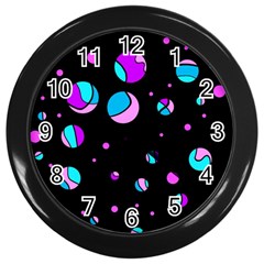 Blue And Purple Dots Wall Clocks (black)