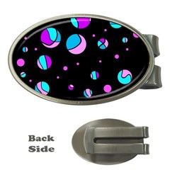 Blue And Purple Dots Money Clips (oval) 