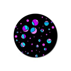 Blue And Purple Dots Rubber Coaster (round) 