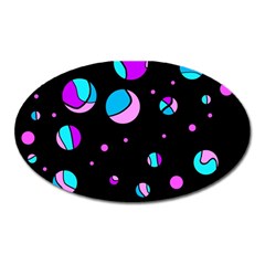 Blue And Purple Dots Oval Magnet