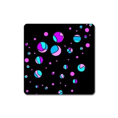 Blue And Purple Dots Square Magnet by Valentinaart