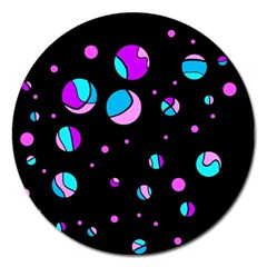 Blue And Purple Dots Magnet 5  (round)