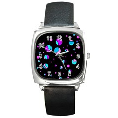 Blue And Purple Dots Square Metal Watch