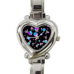 Blue And Purple Dots Heart Italian Charm Watch by Valentinaart