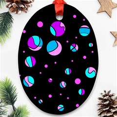 Blue And Purple Dots Oval Ornament (two Sides)