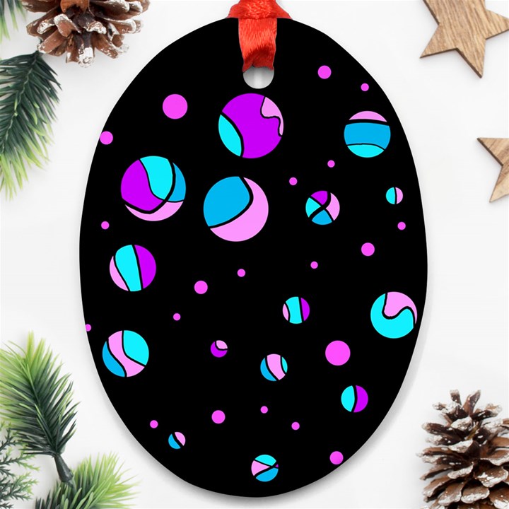 Blue and purple dots Oval Ornament (Two Sides)