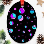 Blue and purple dots Oval Ornament (Two Sides) Back