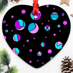 Blue And Purple Dots Heart Ornament (2 Sides)