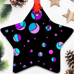 Blue And Purple Dots Star Ornament (two Sides) 