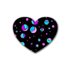 Blue And Purple Dots Rubber Coaster (heart) 