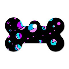 Blue And Purple Dots Dog Tag Bone (one Side) by Valentinaart