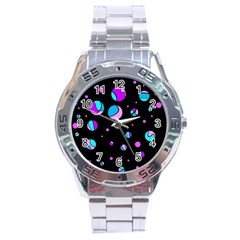 Blue And Purple Dots Stainless Steel Analogue Watch