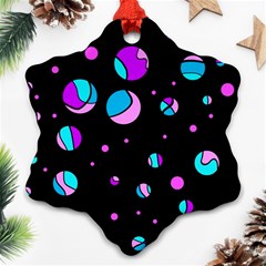 Blue And Purple Dots Snowflake Ornament (2-side)