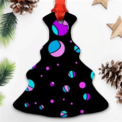 Blue And Purple Dots Christmas Tree Ornament (2 Sides)