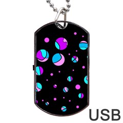 Blue And Purple Dots Dog Tag Usb Flash (two Sides) 