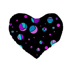 Blue And Purple Dots Standard 16  Premium Heart Shape Cushions by Valentinaart