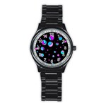 Blue and purple dots Stainless Steel Round Watch Front